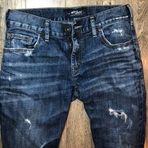 Mens 30/32 SILVER Allan Classic Fit Straight Jeans